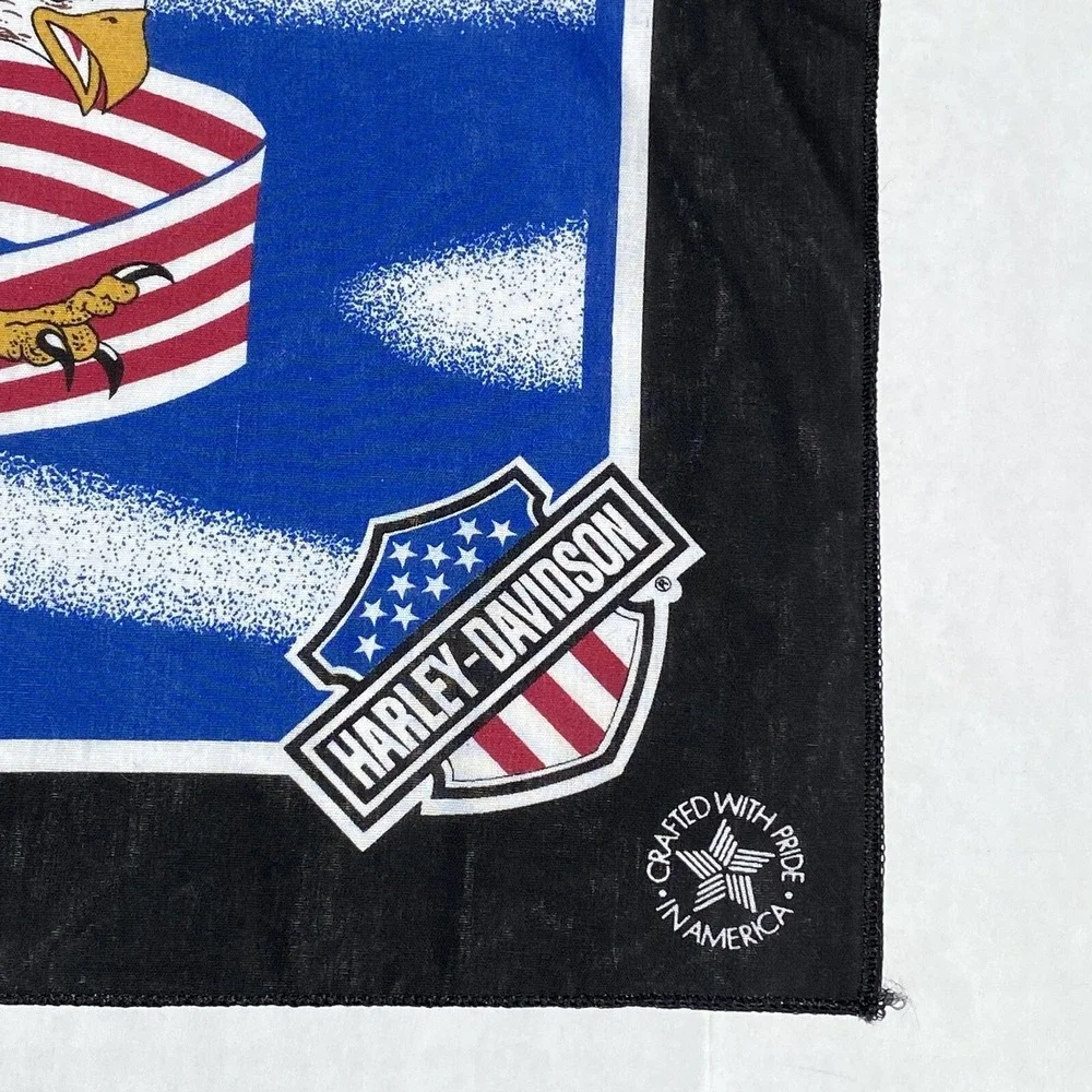 New VTG Harley Davidson Scarf‎ Bandanna Eagle Flag 21